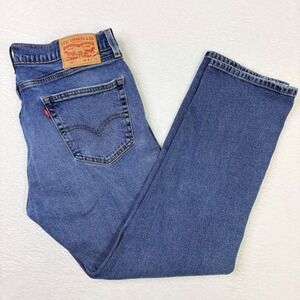 Levi­s 505 Regular Fit Straight Leg Jeans Blue Denim Mens 34x30 Measures 34x28